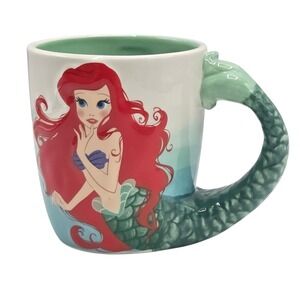Hand Painted‎ Disney Ariel Ceramic Coffee Mug With Mermaid Tail Handle 16oz
